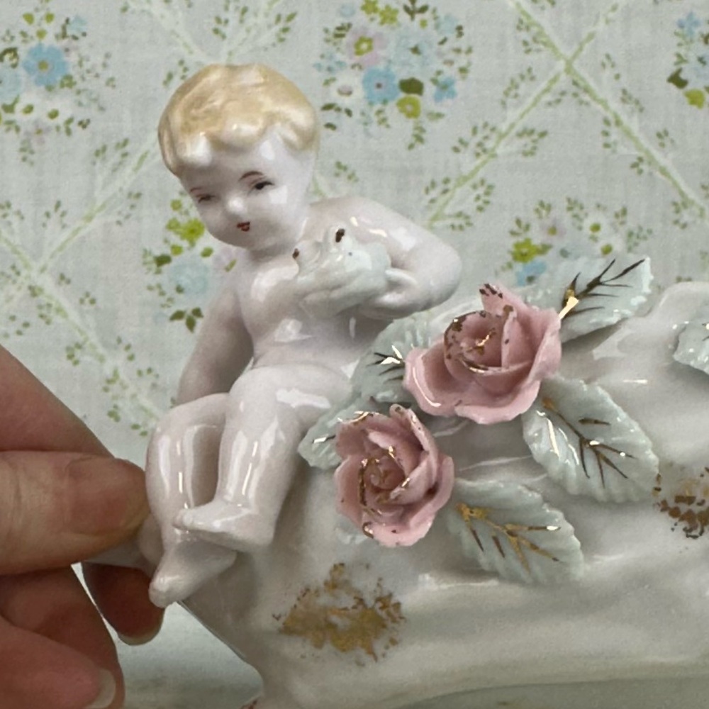 Vintage Ceramic Child Roses Planter - Picture 7 of 10